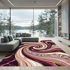Crimson Gold Swirl Marble Accents Rug