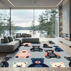 Playful Multi Colored Teddy Bear Accent Rug