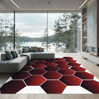 Crimson Red Graduated Hexagon Array Rug