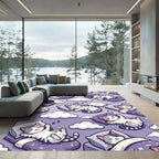 Sleepy Purple Cats and Clouds Rug