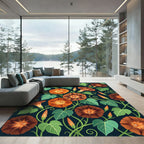 Earthy Orange Morning Glory Floral Rug