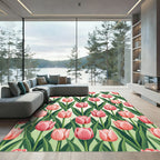 Pink Tulip Garden Pattern Rug
