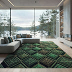Emerald Green Filigree Diamond Relief Rug