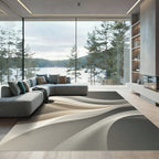 Minimalist Neutral Cream Flowing Wave Rug
