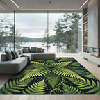 Lush Tropical Fern Forest Botanical Art Rug