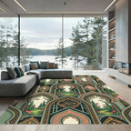Sage Green Archway Floral Garden Tapestry Rug
