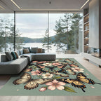 Whimsical Pastel Butterfly Garden Rug