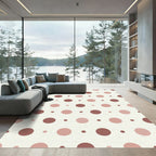 Cream Brown Polka Dot Circle Rug