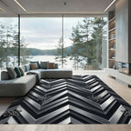 Metallic Chevron Atom Pattern Rug