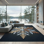 Metallic Gold and Silver Snowflake Rug