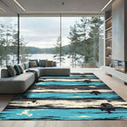 Striped Cabin Coastal Panorama Rug