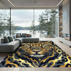 Majestic Golden Leopard Face Art Rug