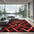 Geometric Copper Interlocking Linear Labyrinth Rug