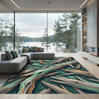 Abstract Driftwood Forest Mint Sage Green Rug