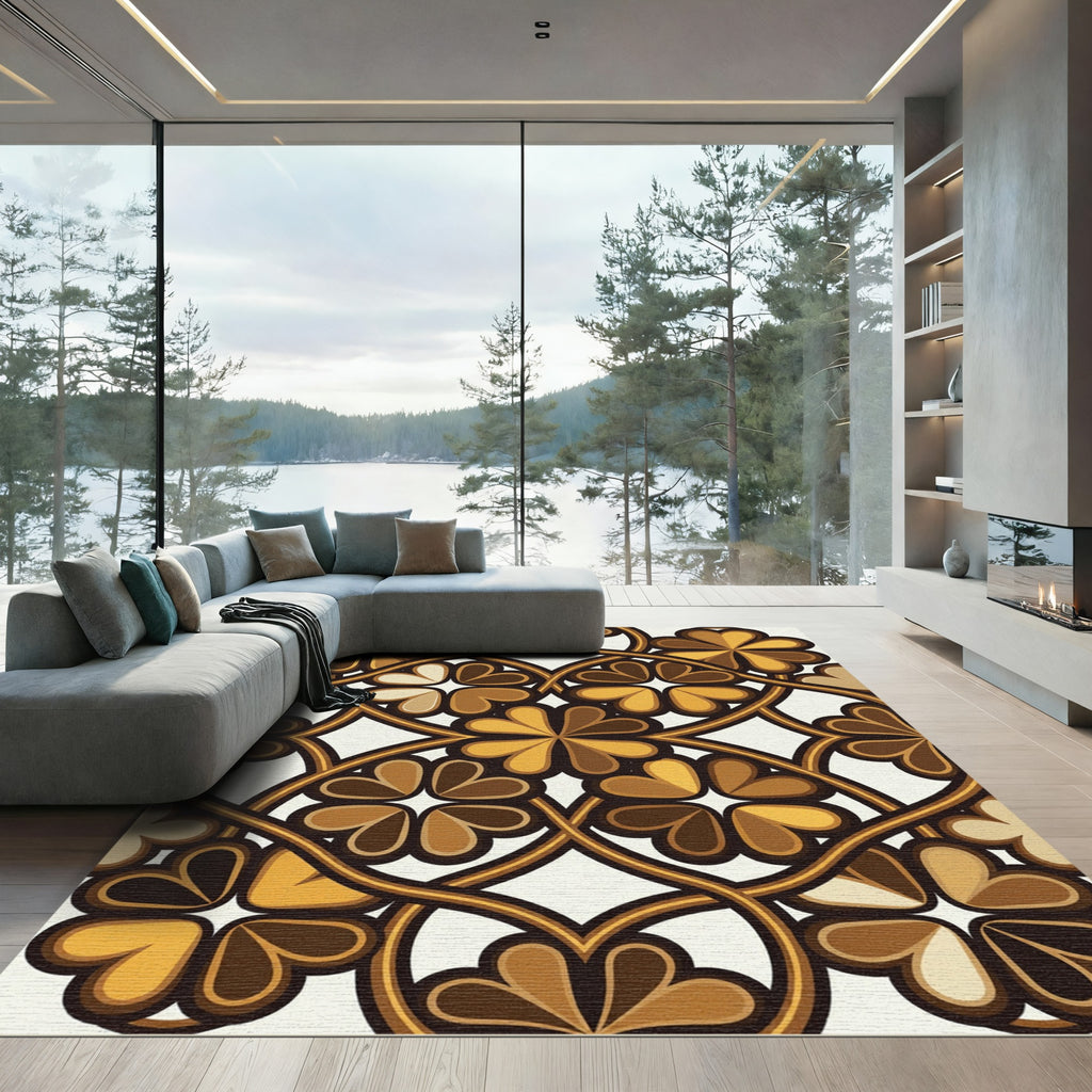 Golden Brown Clover Arch Rug