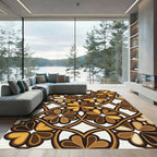 Golden Brown Clover Arch Rug