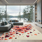 Whimsical Floating Pink and Red Hearts Rug