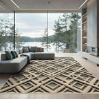 Contemporary Beige Geometric Lattice Square Rug