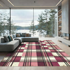 Distressed Pink and Burgundy Plaid Check Rug