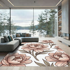 Blush Pink Peony Floral Arrangement Rug