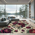 Rich Crimson Floral Bouquet Harmony Rug