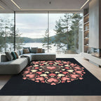 Romantic Pink Heart Mandala Illustration Rug
