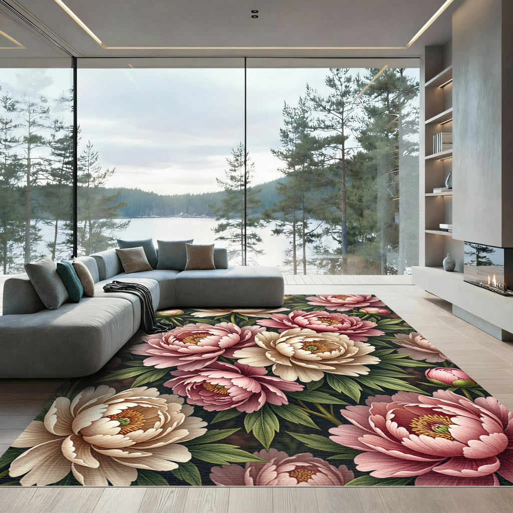 Blushing Peony Botanical Garden Arrangement Rug