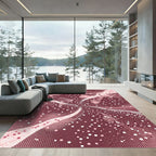 Crimson World Map Halftone Abstract Rug