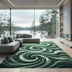 Ethereal Sage Green Swirling Wave Rug