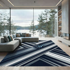 Dynamic Blue Formula Racing Abstract Line Rug