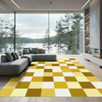 Modern Ochre Gold Geometric Grid Rug
