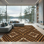Earthy Diamond Geometric Zigzag Rug