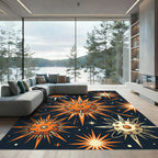 Celestial Orange Spiky Starburst Sphere Rug