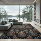 Ornate Crimson Gold Paisley Medallion Rug
