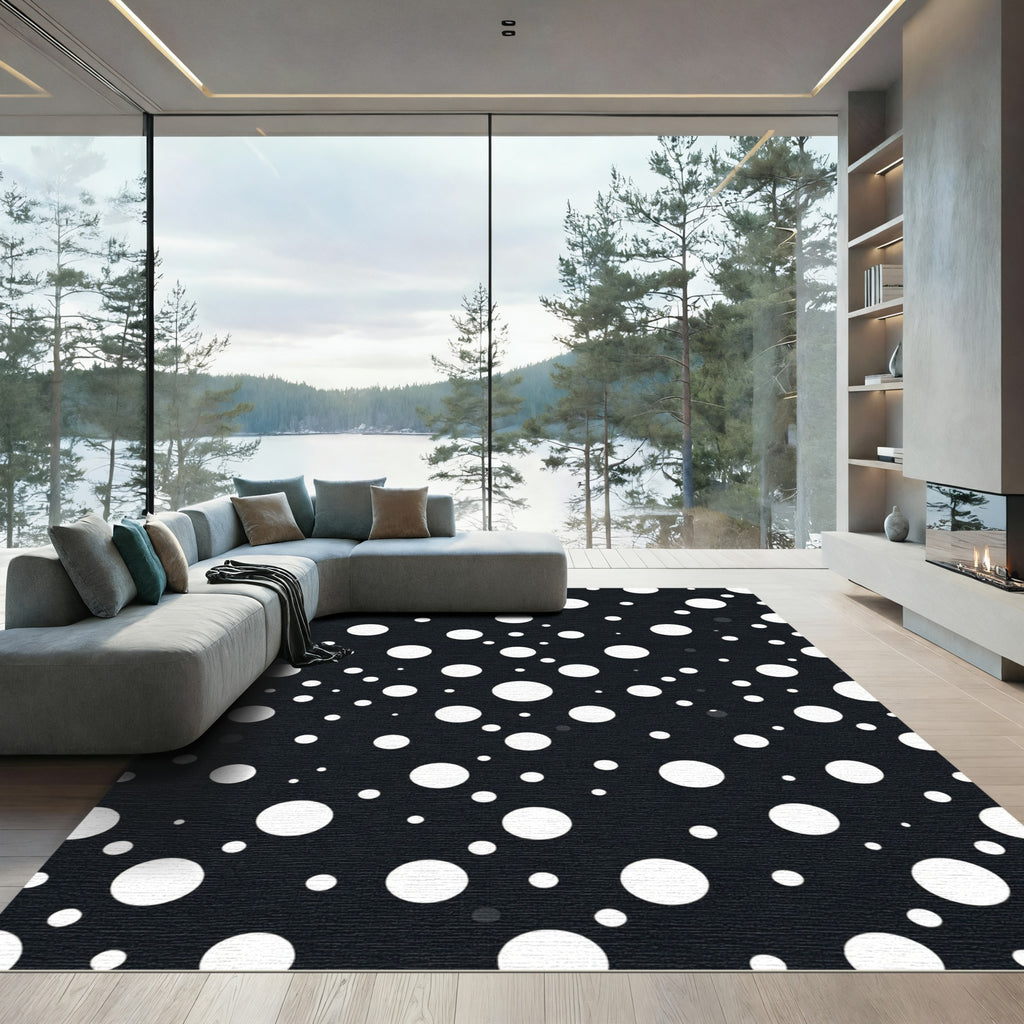 Minimalist White Dot Scatter Rug