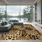 Golden Leopard Portrait Animal Texture Rug