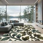 Classical Botanical Twining Leaf Vine Rug