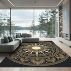 Golden Sunburst Medallion Greco Roman Rug