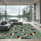 Vintage Beagle Dog Repeating Sage Interior Rug