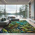 Underwater Golden Kelp Forest Wave Rug