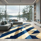 Graphic Blue and Cream Beacon Ray Rug