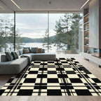 Monochrome Checkered Tartan Lines Rug