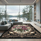 Baroque Oval Bouquet of Romantic Roses Rug