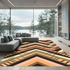 Earthy Tones Geometric Staircase Illusion Rug