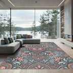 Coral Pink Heart Paisley Flourish Rug