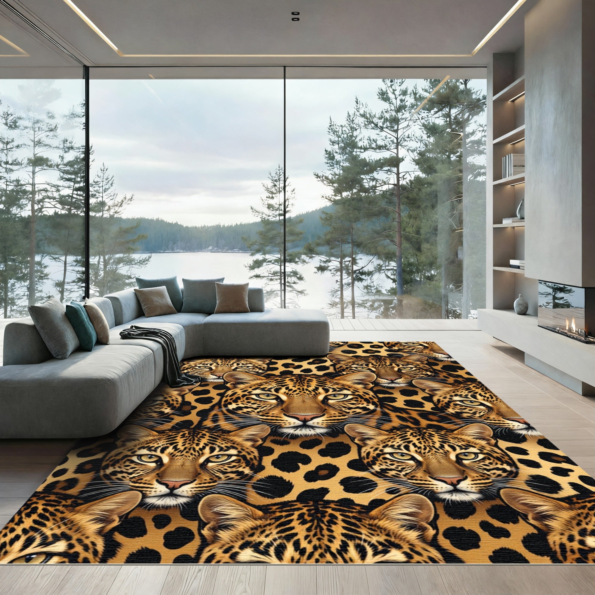 Golden Leopard Spots Wildlife Rug