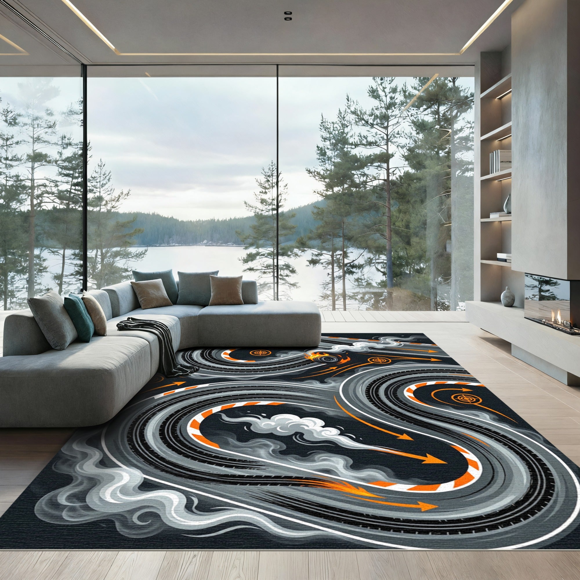 Dynamic Drift Tire Smoke Racing Track Rug