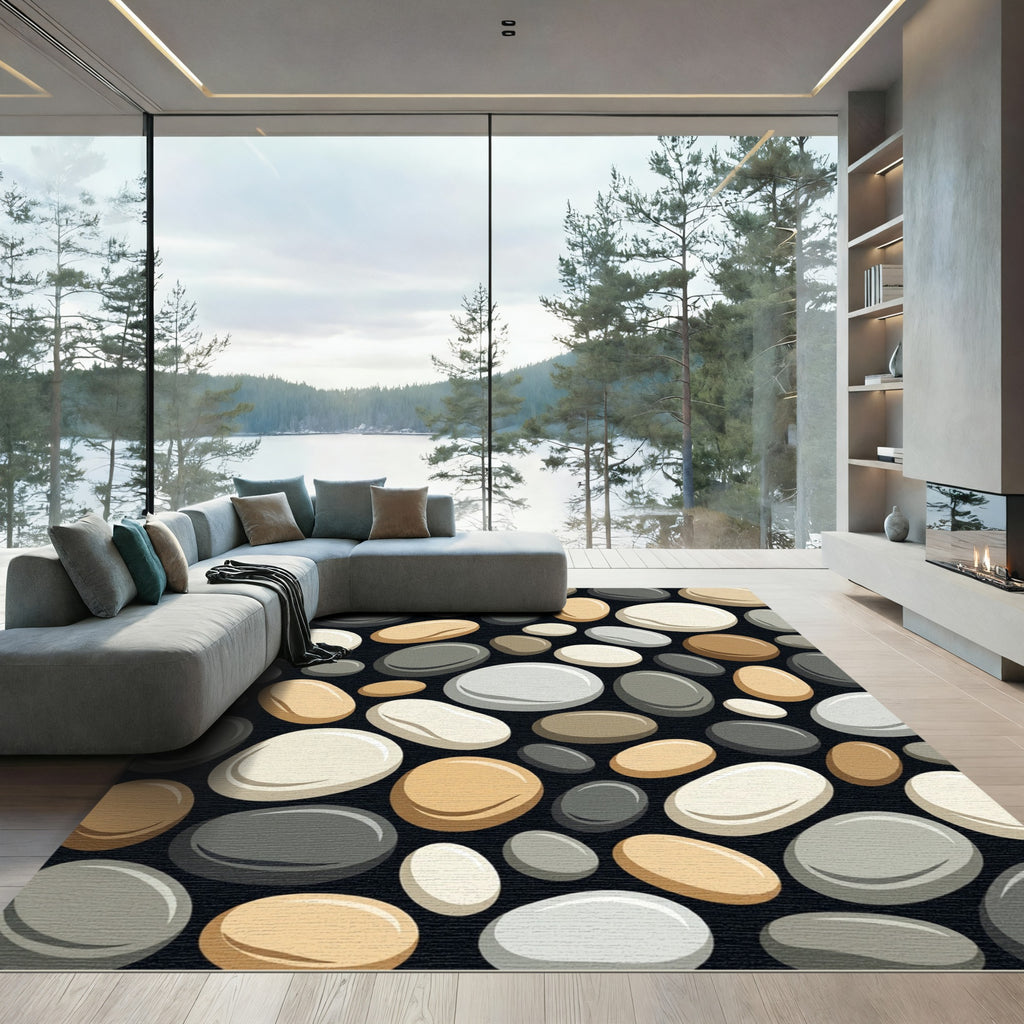 Pebble Texture Neutral Smooth Stones Rug