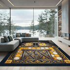 Yellow Floral Barn Tile Surround Rug