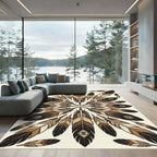 Earthy Brown Feather Eye Mandala Rug